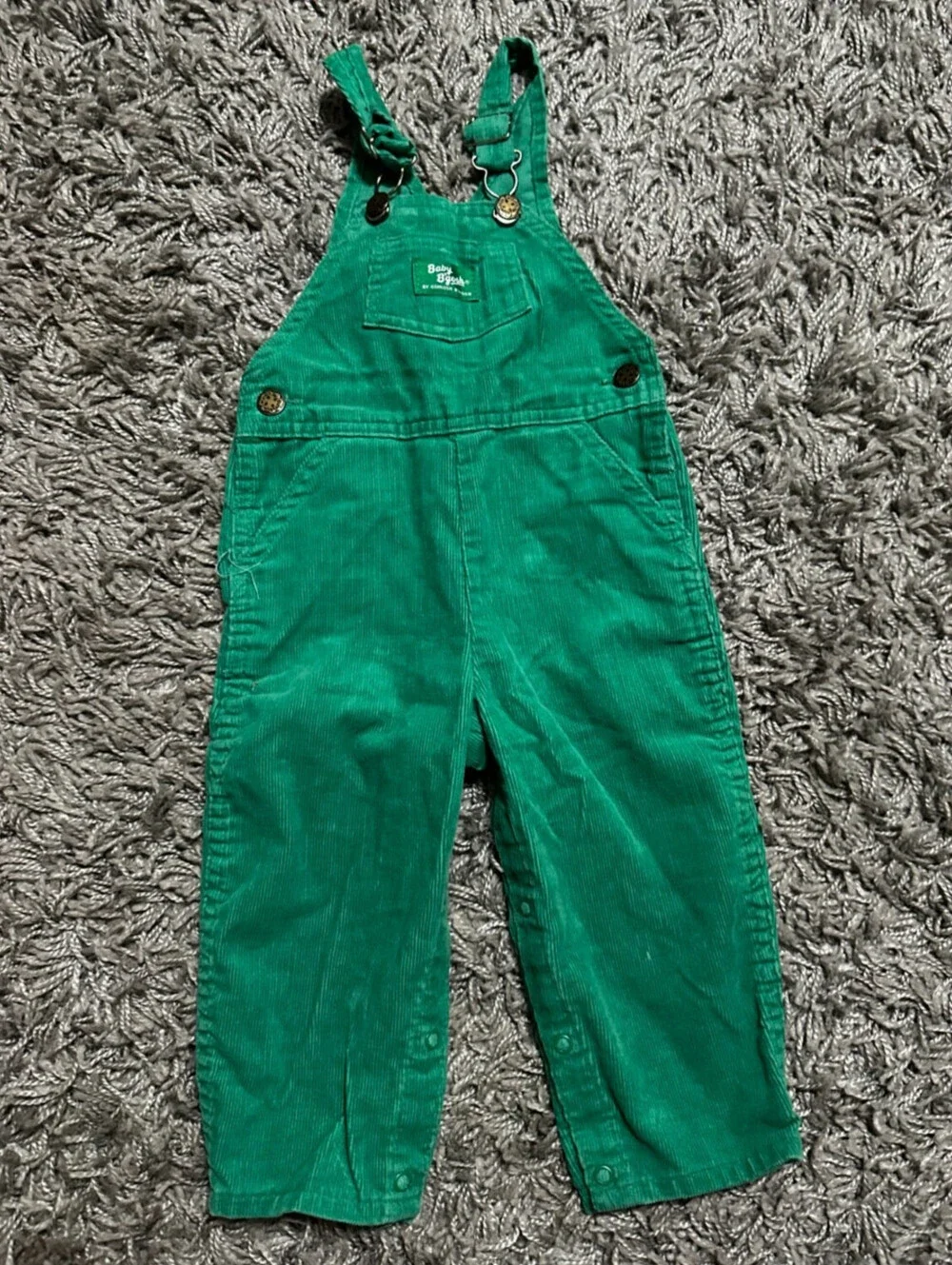 Vtg Baby Bgosh Oshkosh  USA Paper Tag Green Corduroy Overalls Sz 24M